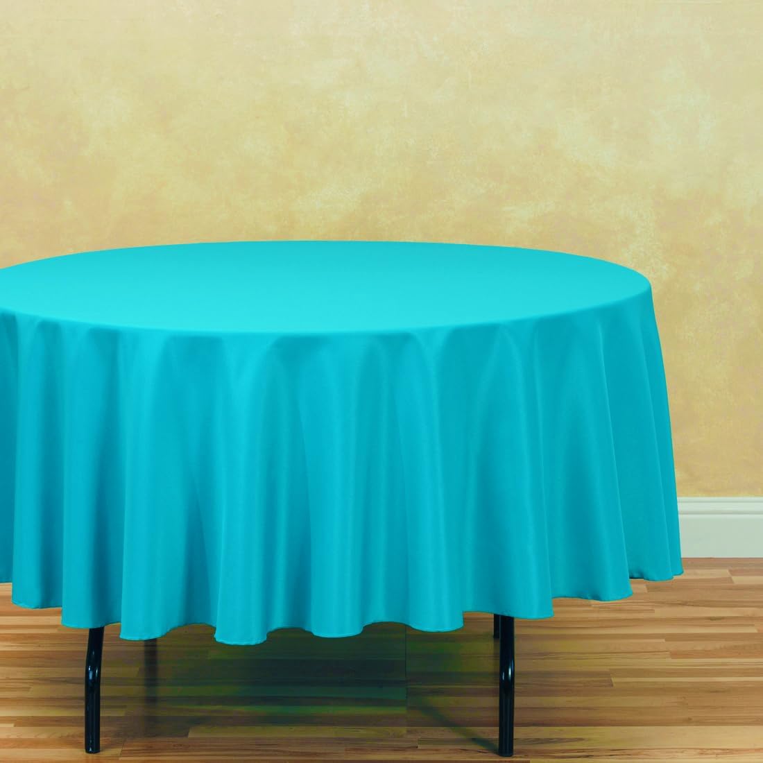 LTC LINENS 5 Pack 90 Inch Round Tablecloth Turquoise - Wrinkle Resistant Table Cloth for Round