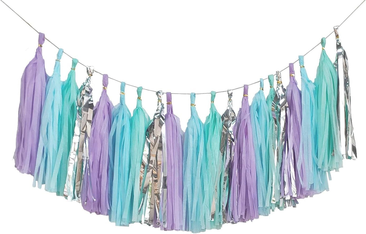 ZOOYOO Shiny Tassel Garland Tissue Paper Tassel Banner,Table Decor,DIY Kits for Party, Tassels
