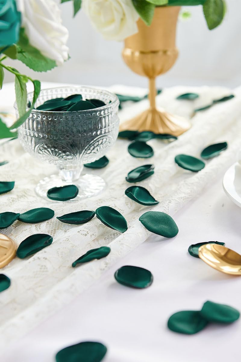 Serwalin 300Pcs Silk Rose Petals for Christmas Weddings Proposal Dark Green Flower Petals for