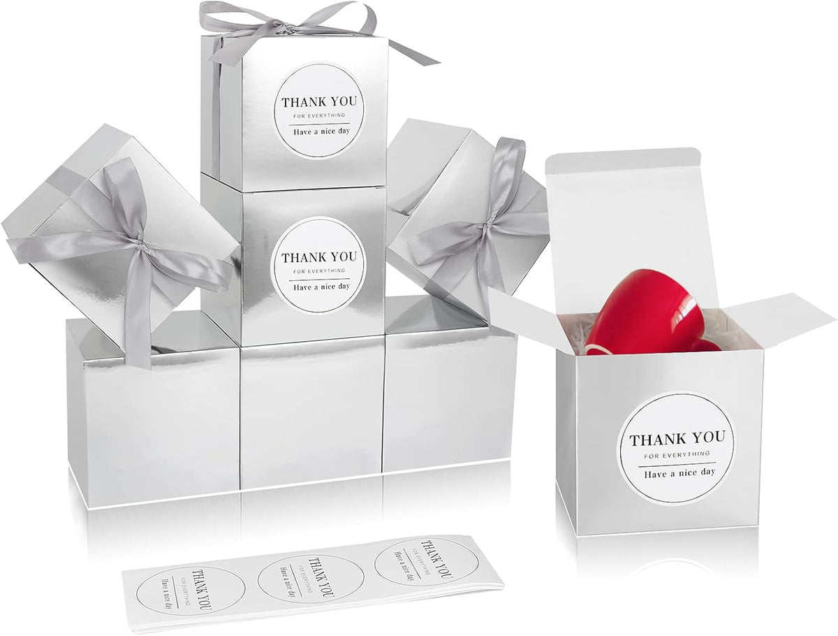 COTOPHER Small Gift Boxes 60 Pack 4x4x4 inches Silver Gift Boxes with Lids for Gifts, Crafting