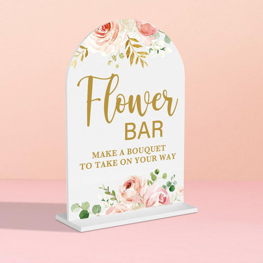 Acrylic Wedding Signs, Flower Bar Desk Decor, Flower Bar Signs for Ceremony, Modern Calligraphy