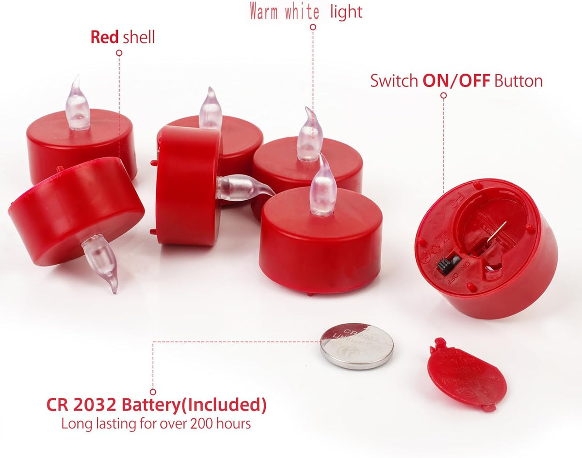 LED Tea Lights Candles- 50PACK Red Flameless Candles Realistic and Bright Flickering Long Lasting