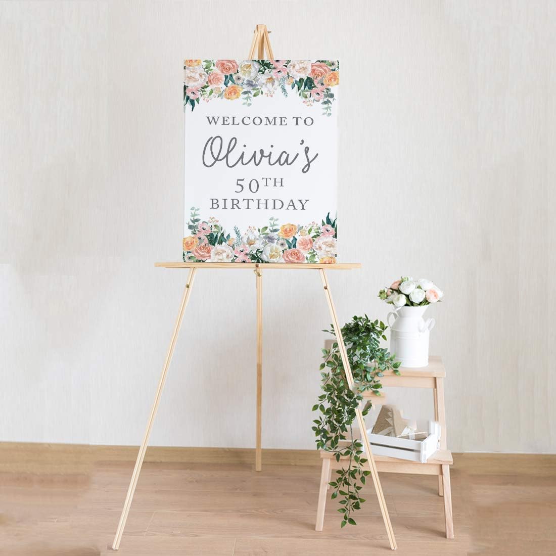 Andaz Press Personalized Extra Large Birthday Easel Board Party Sign, 12x18-inch, Peach Coral