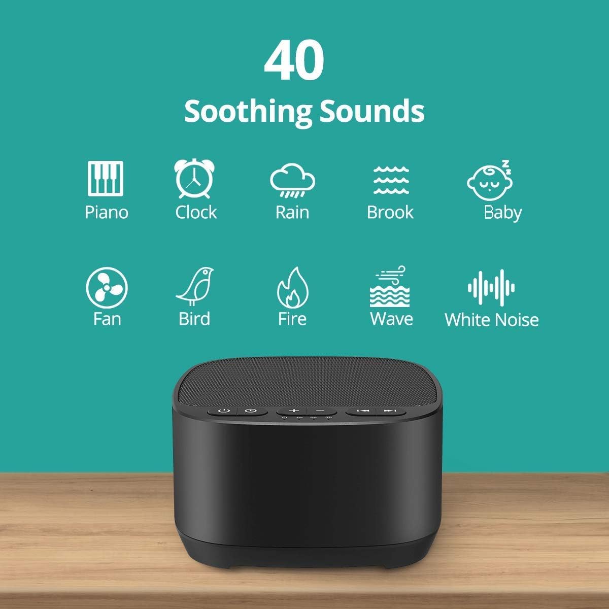 Magicteam Sleep Sound White Noise Machine with 40 Natural Soothing Sounds and Memory Function 32