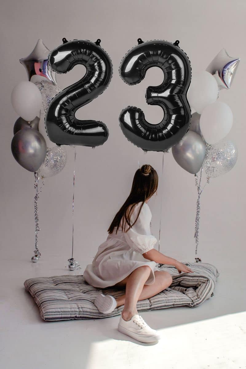 40 Inch Black Number Balloon 0-9(Zero-Nine), Big Size Happy Birthday Balloon, Foil Helium Big