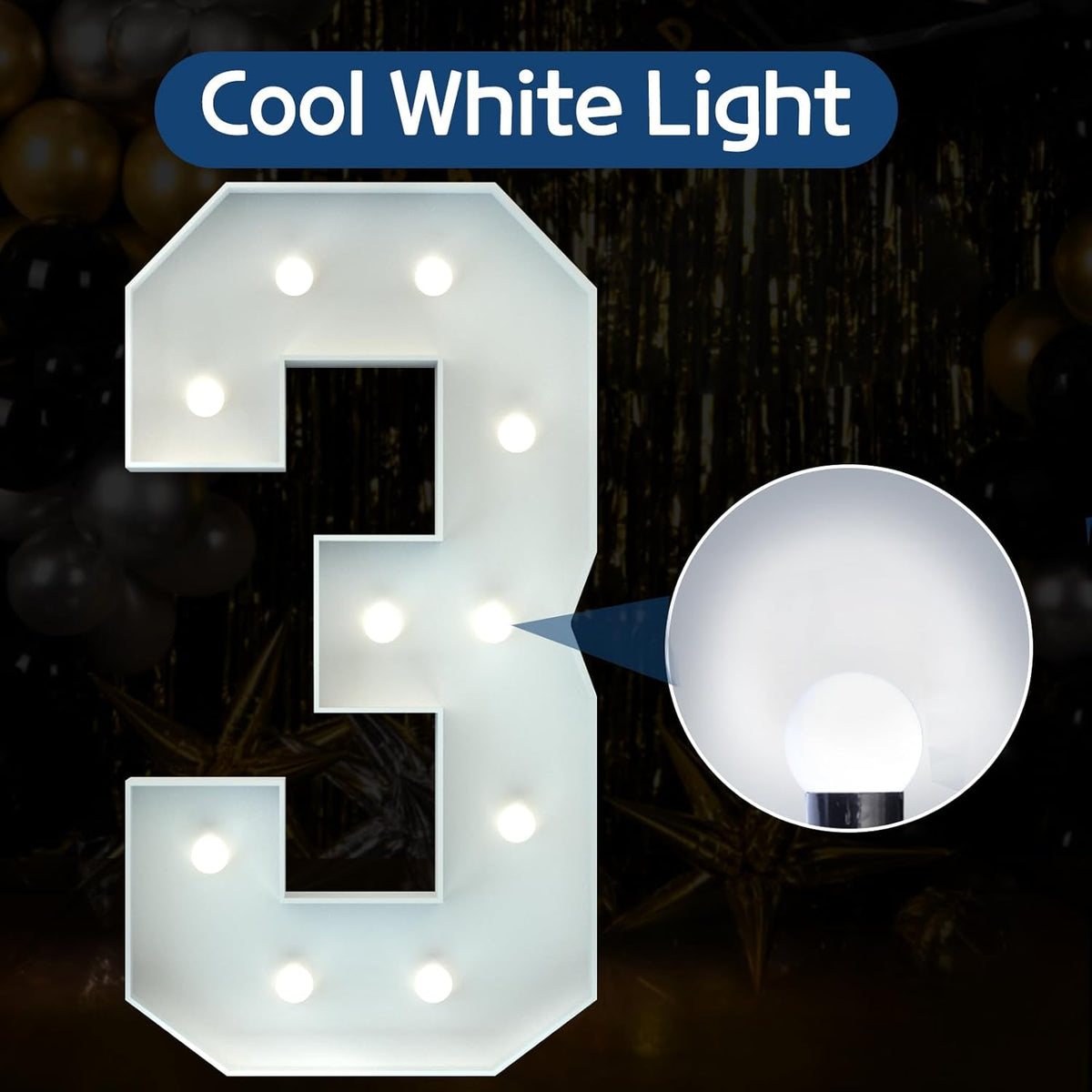 Marquee Numbers 4 Feet Tall Big Light Up Numbers 3rd 13th 30th Happy Birthday Decorations Girl Boy