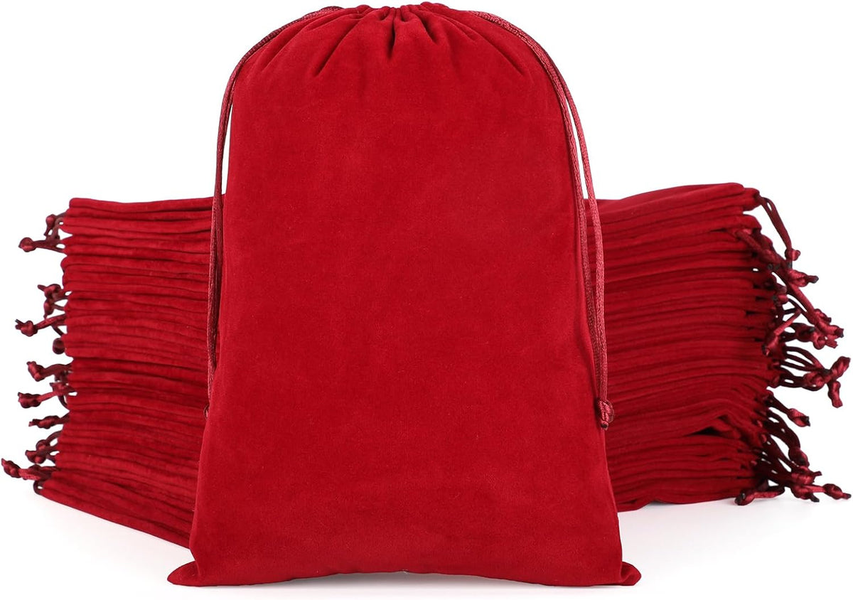 Velvet Drawstring Jewelry Bag, 50Pcs Wine Red Dice Bag, 7x10 Tarot Card Holder, Or Wrapping