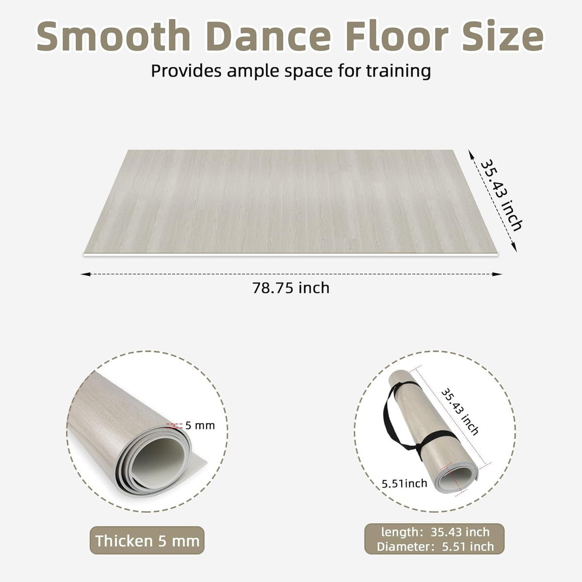 Dance Floor Mat Non-Slip with Shoulder Strap Portable and Dance Resistance Band, Dance Floor for