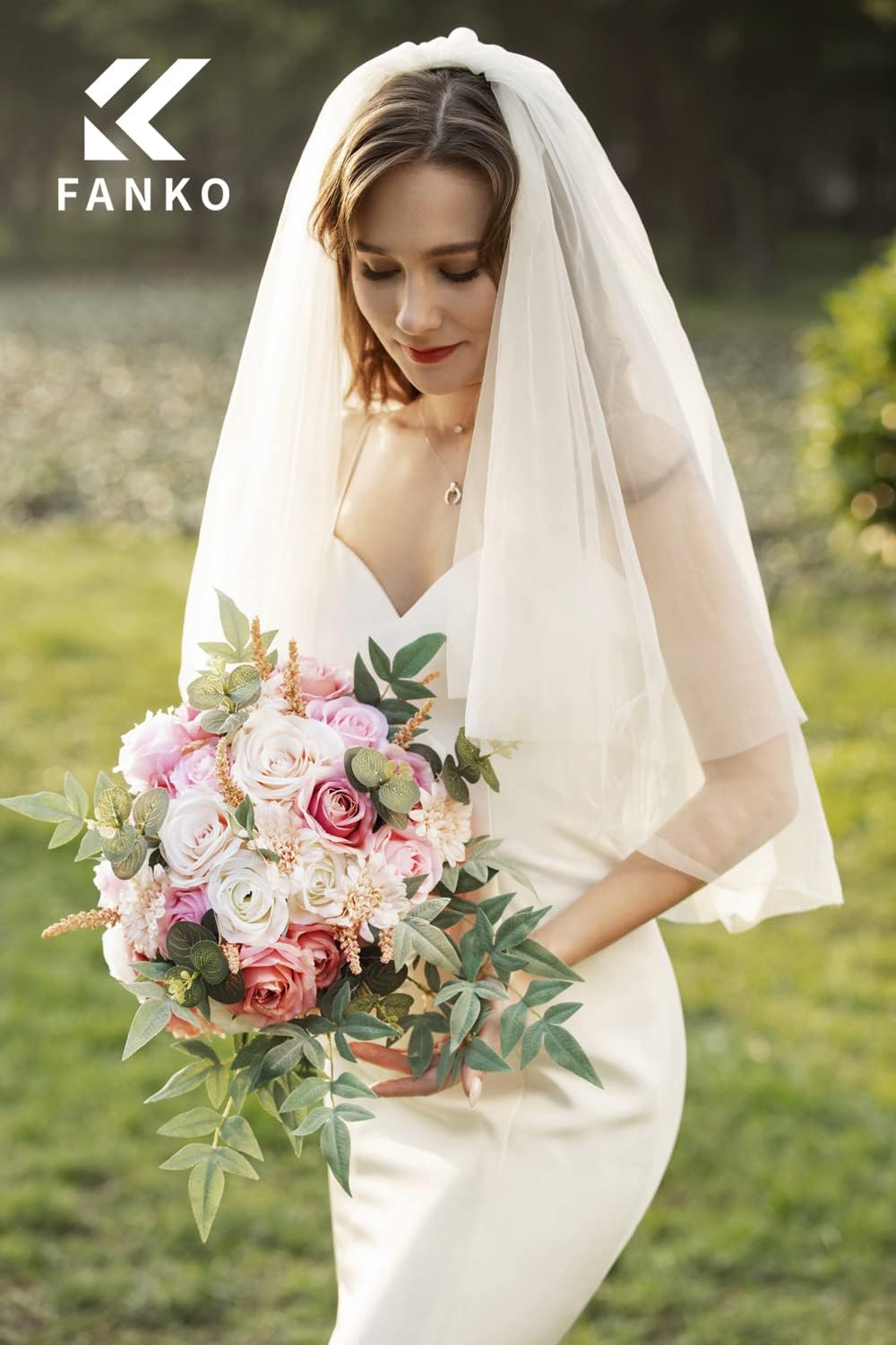 FANKO Rose Artificial Flowers Combo for DIY, Fake Pink Rose Artificial Silk Flowers with Greenery