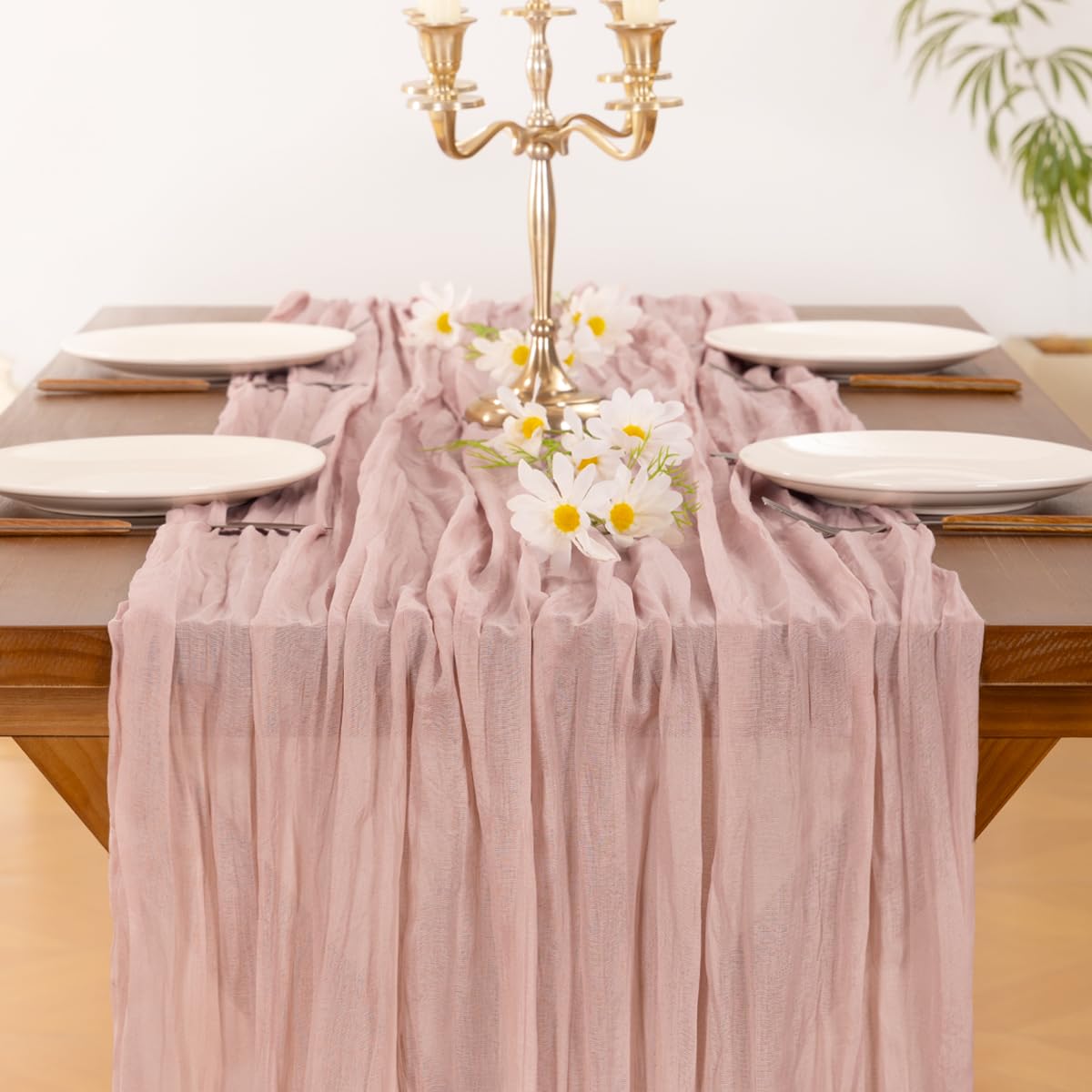 Pink Cheesecloth Table Runner Summer Boho Wedding Birthday Party Home Decor