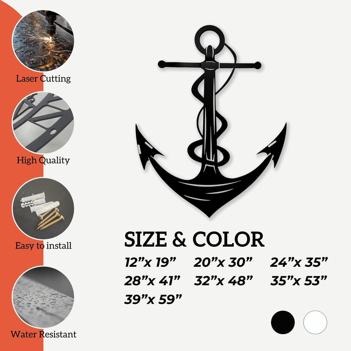 XXQ Anchor Metal Wall Decor, Anchor Metal Wall Art for Bedroom Living Room Dorm Antique Anchor Wall
