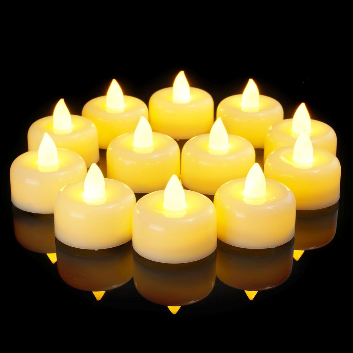 Amagic 12/24/50/100/150 Pack Flameless LED Tea Lights Candles Battery Operated, Electric Fake