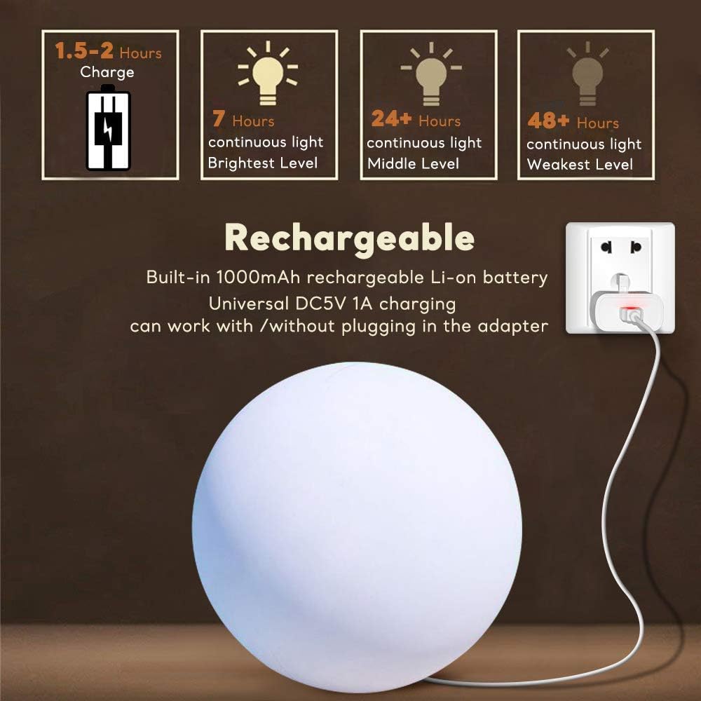 12-Inch LED Ball Light, Changing Glowing Orb Light with Remote, Soft Dimmable Globe Floor Lamp