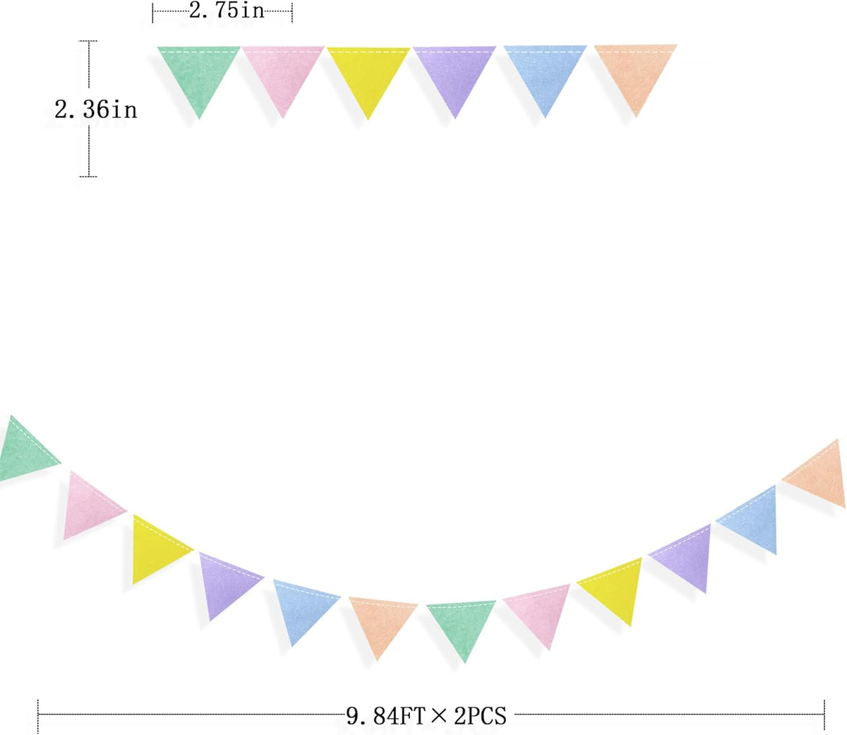 pinkblume Pastel Party Decoration Macaron Felt Hanging Triangle Mini Bunting Pennant Banner Flag