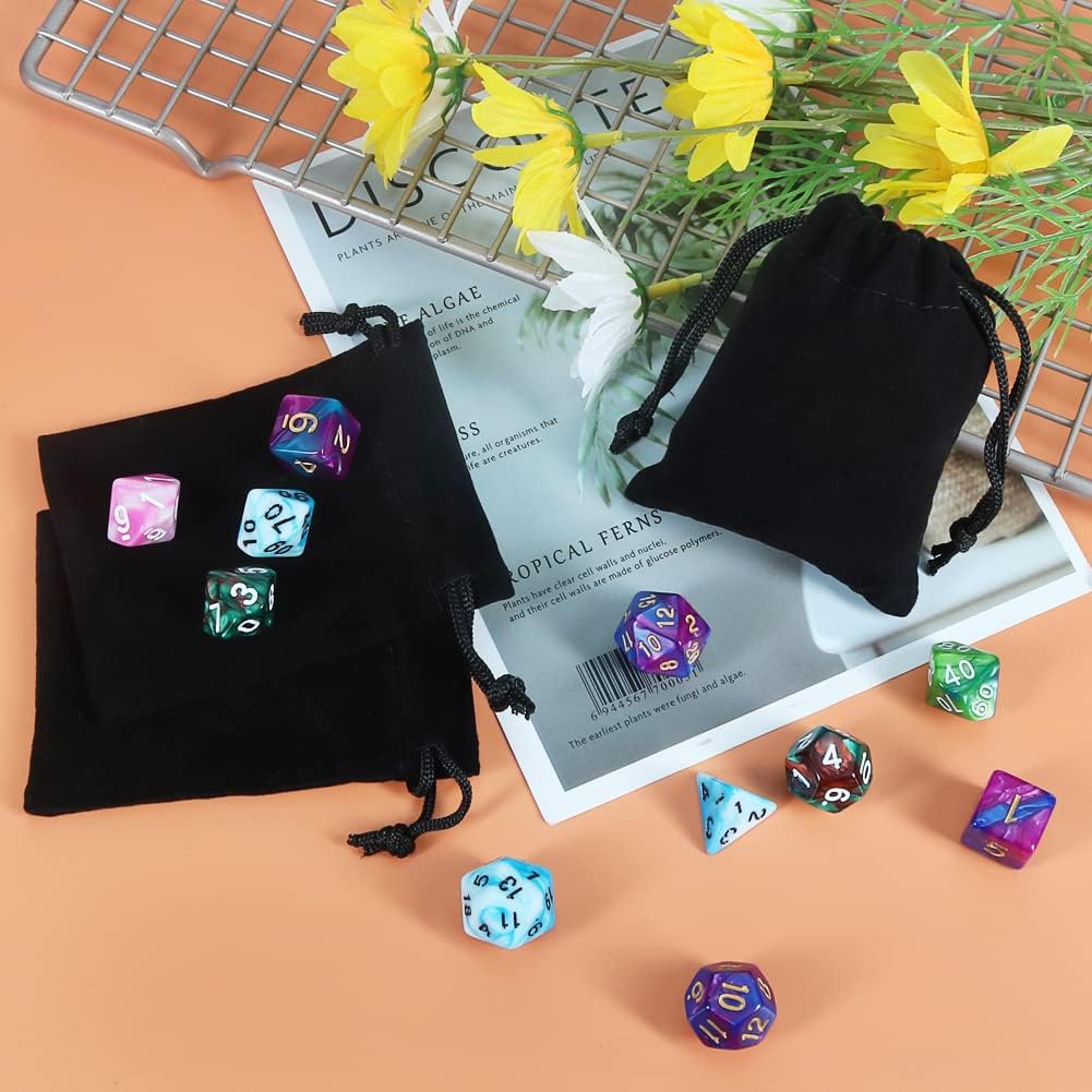 Shintop 50pcs Little velvet Jewelry bags, 3x4inch Black Drawstring Gift pouches Coin Purse for Dice