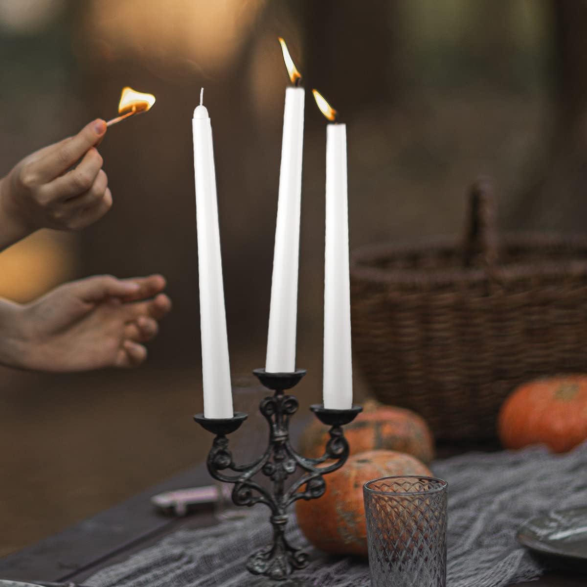 Dripless Taper Candles - Unscented White Candles Bulk - Candle Sticks Long Burning 7.5-8 Hours