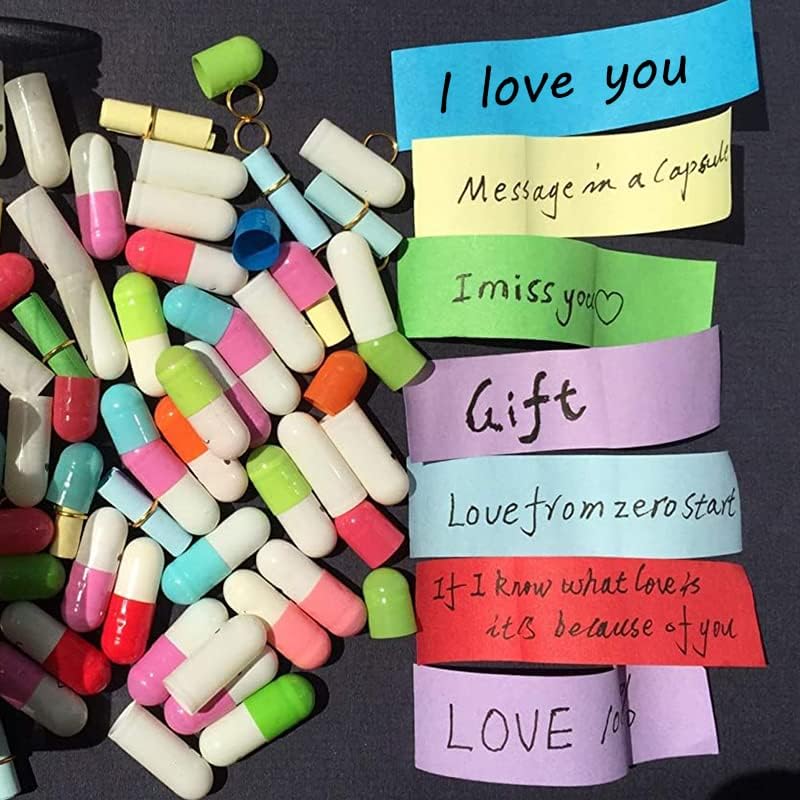 Hefonti Capsule Message in a Bottle - 50pcs Cute Capsule Pills Gift for Girlfriend Boyfriend Women