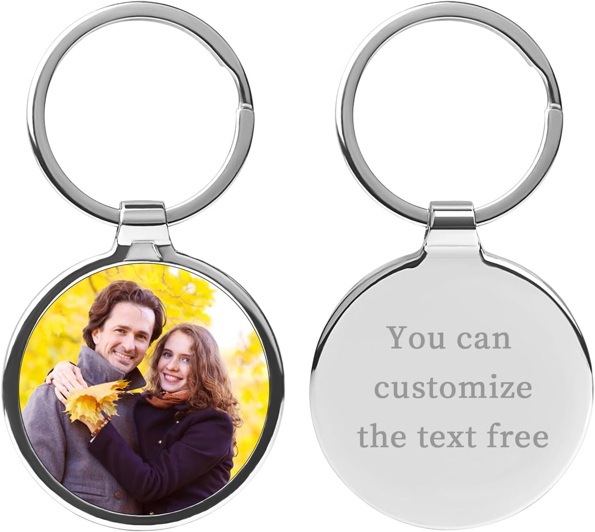 Double Side Custom Keychain with Picture Personalized Engraving Photo Text Customized Gifts for Men