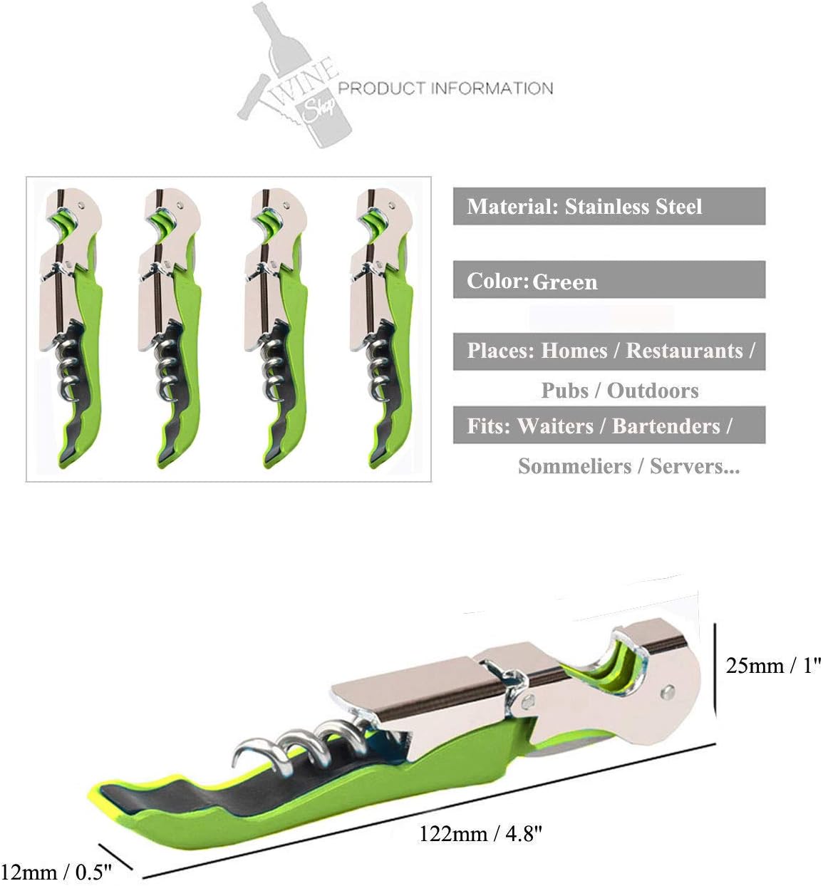 Professional Waiter Corkscrew Wine Openers Set (4 PCS),Upgraded With Heavy Duty Stainless Steel
