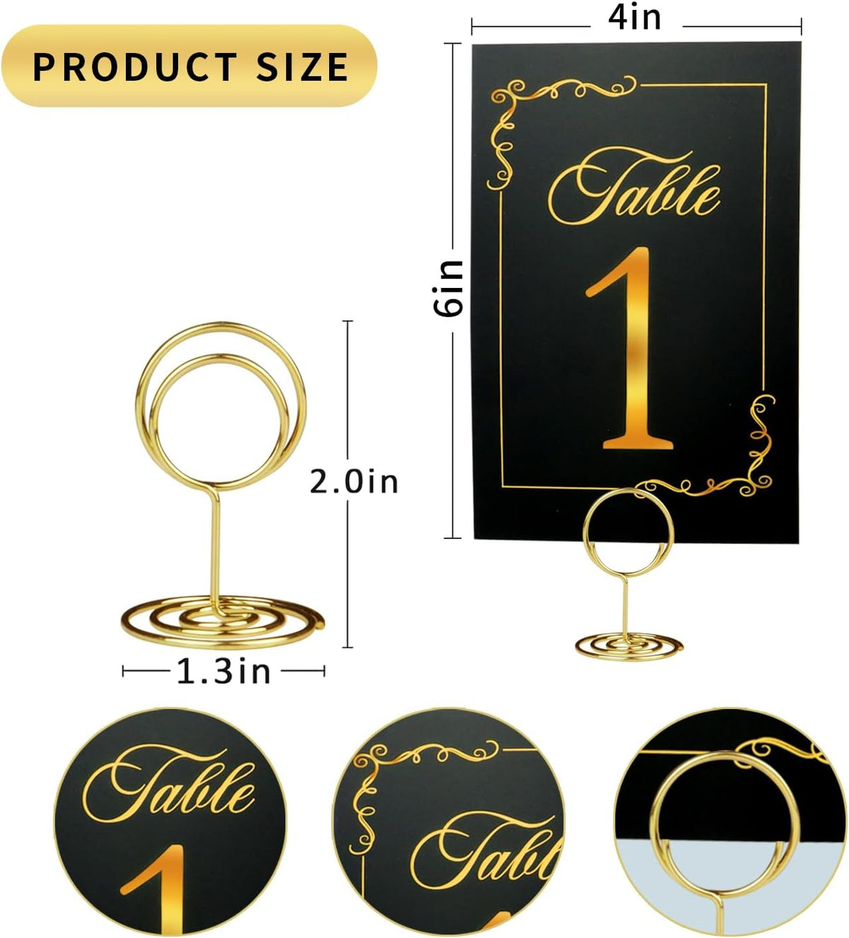 Wedding Table Numbers 1-40 and Head Table Card, Black Gold Cards with 41 Gold TableNumber Holders