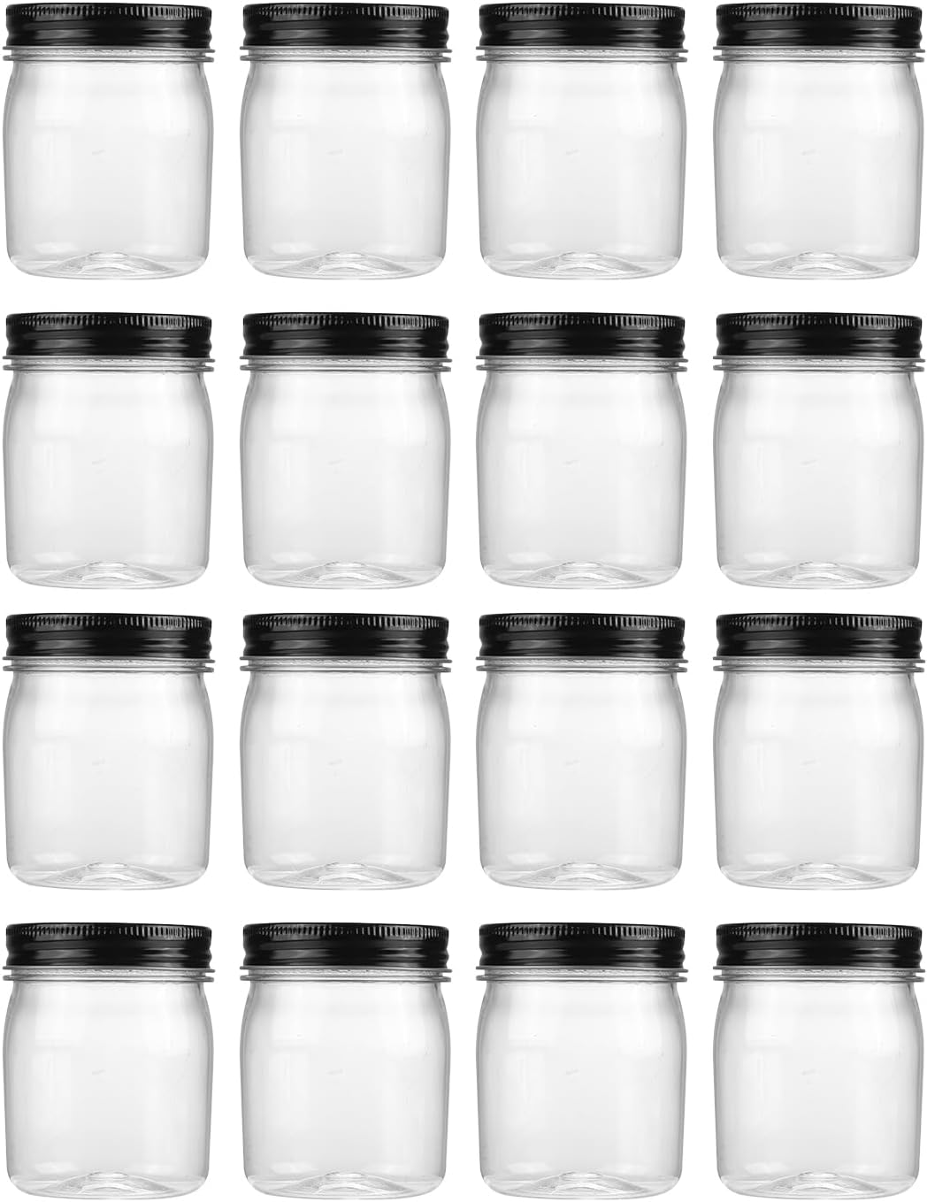 novelinks 8 oz Clear Plastic Jars with Screw-On Lids - BPA-Free Refillable Storage Containers for