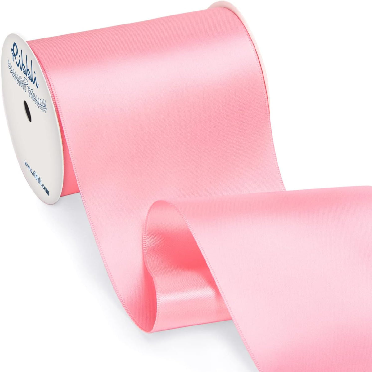 Ribbli Pink Satin Ribbon 4 Inch Wide Pink Ribbon for Wedding Chair Sash Grand Opening Ceremony Big