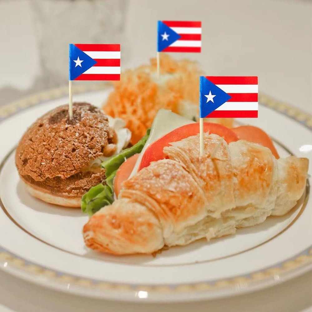 Puerto Rico Flag Puerto Rican Flag, Small Mini Puerto Rican Toothpick Flags for Food, Cupcakes