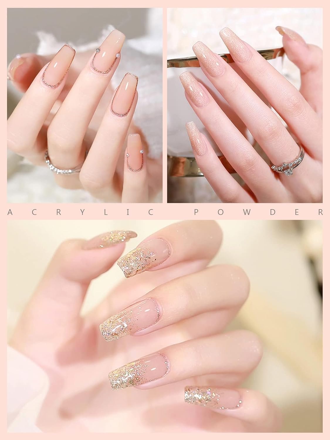 EBANKU Acrylic Powder Nude 120g/4.23oz Professional Acrylic Nail Powder for 3D Fingernail Carving &