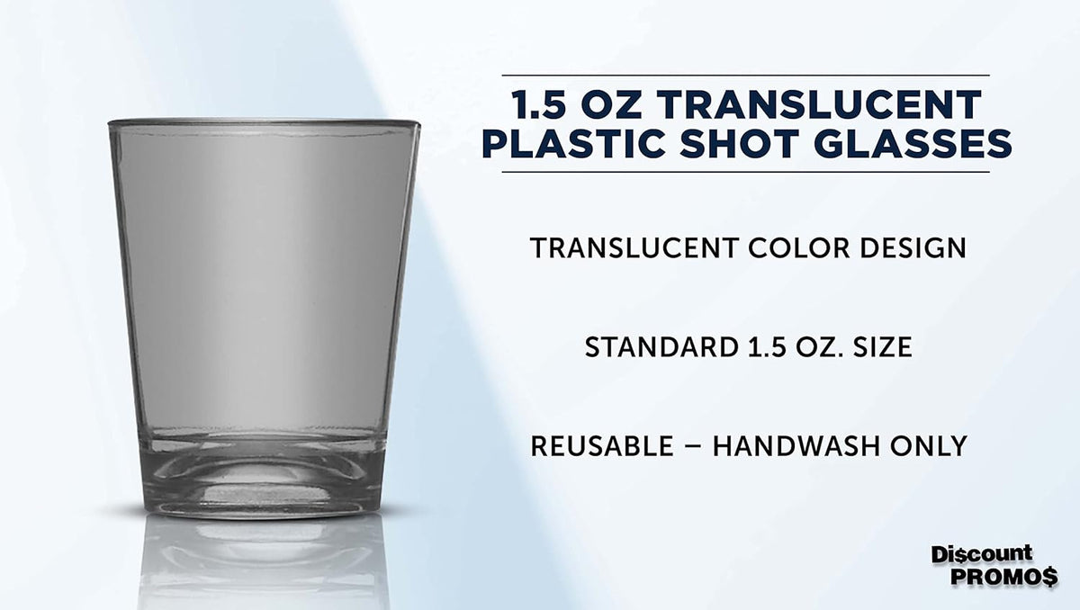 DISCOUNT PROMOS Translucent Plastic Shot Glasses 1.5 oz. Set of 10, Bulk Pack - Acrylic, Great for
