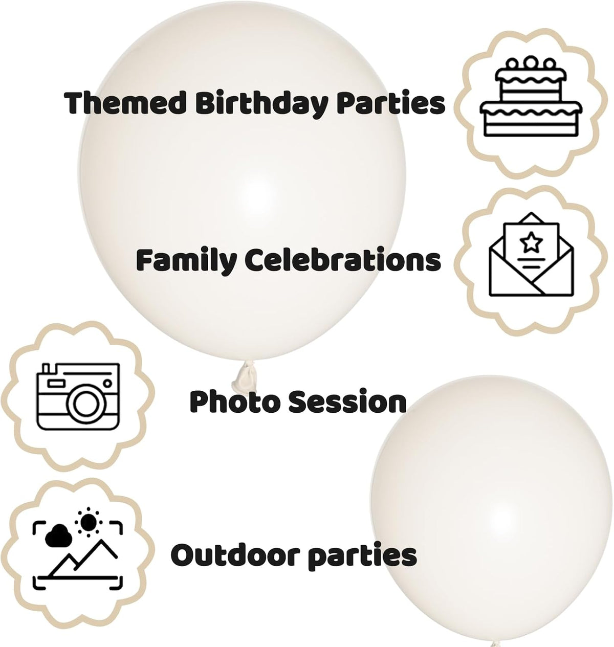 110pcs Sand White Balloon 12 inch, Sand white Latex Balloons for Birthday Party Baby Shower