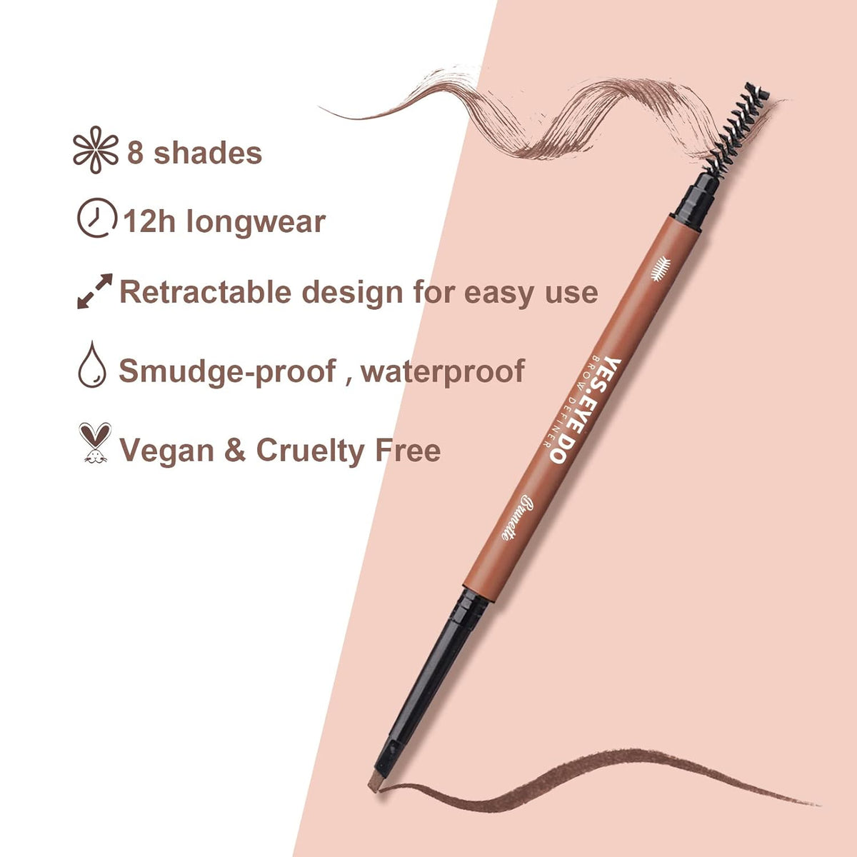 Blonde Eyebrow Pencil, Double Head Blonde Brow Pen with Brush, Auto Micro Eye Brow Makeup Pen for
