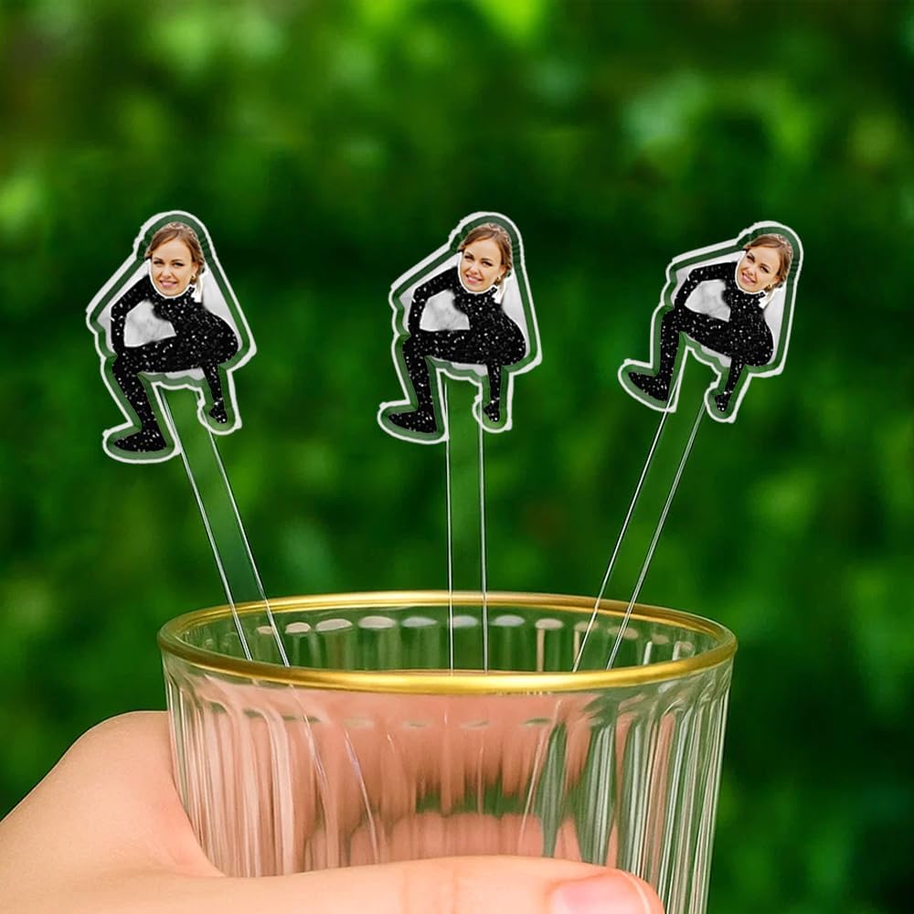 Personalized 50 Pcs Double-Sided Wedding Stir Stick, Custom Bride Face Dancers Stir Stick, Acrylic