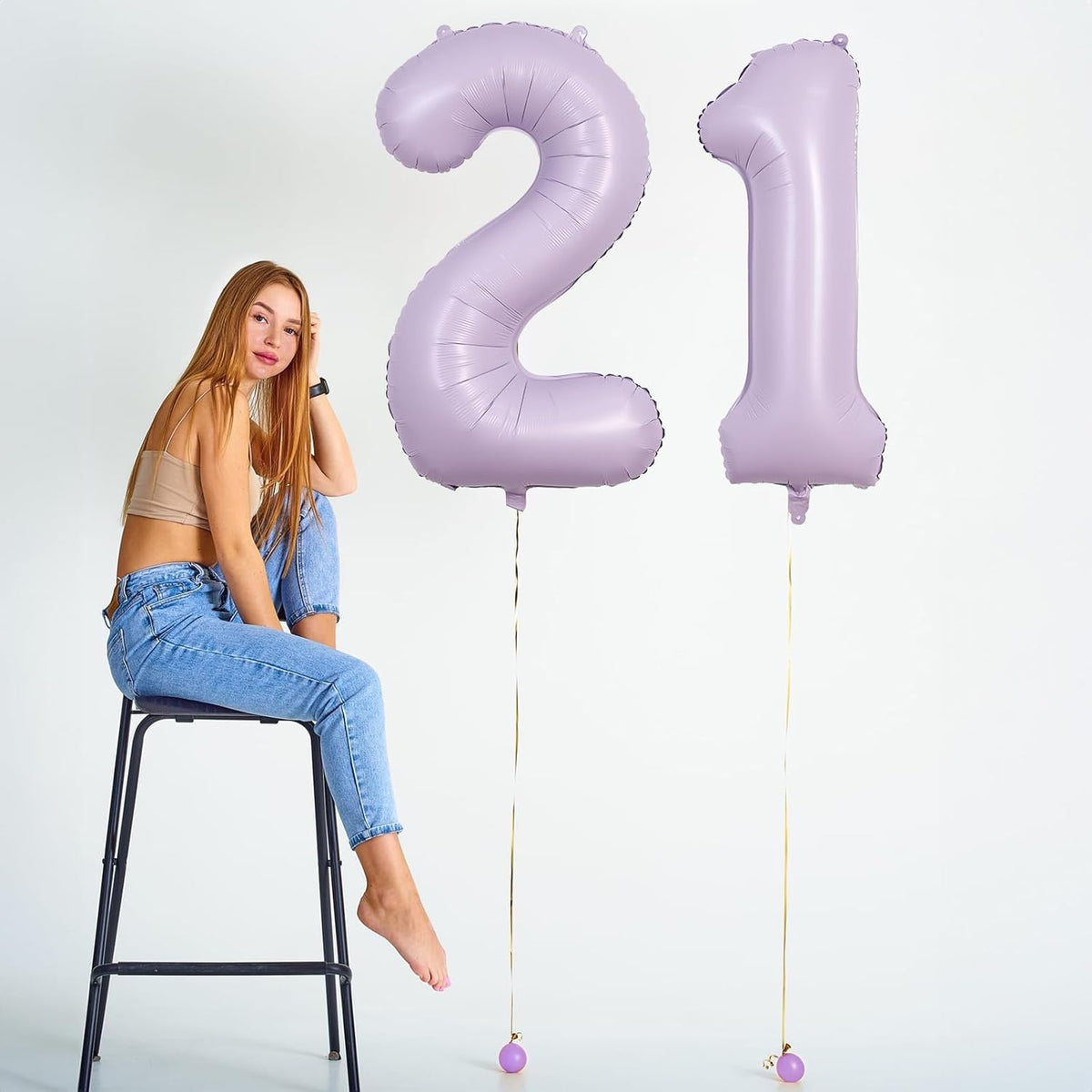 Pastel Purple Birthday Balloon Numbers 12, 40 Inch Giant Light Purple Foil Mylar Number 1 and 2