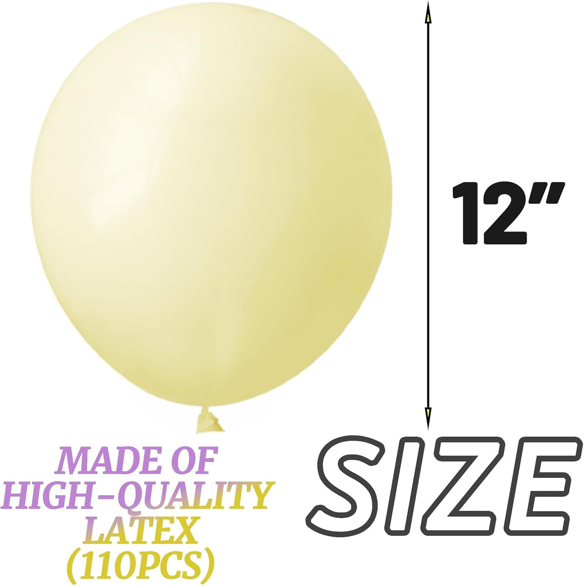 110pcs Pastel Yellow Balloon 12 Inch, Pastel Yellow Latex Balloons for Birthday Party Baby Shower