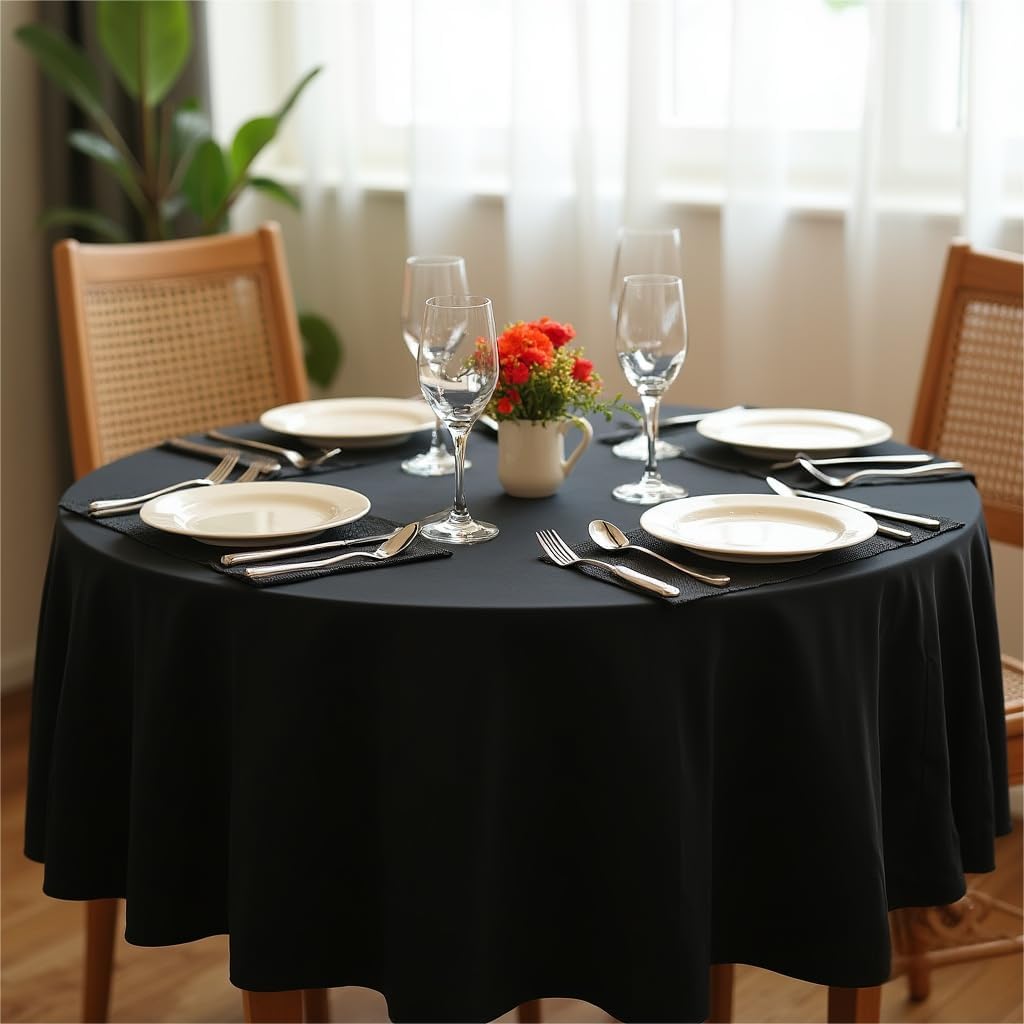 sancua Round Tablecloth - 90 Inch - Water Resistant Spill Proof Washable Polyester Table Cloth