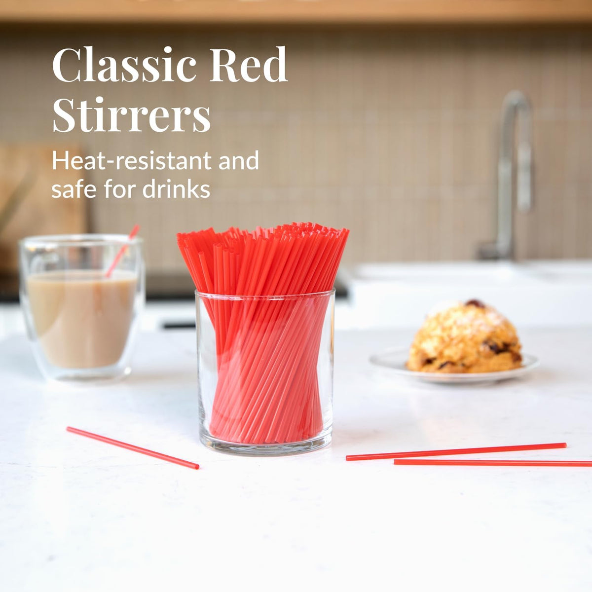 Prestee 2000 Count Red Coffee Stirrers - 5 Inch Plastic Stir Sticks for Hot and Cold Beverages
