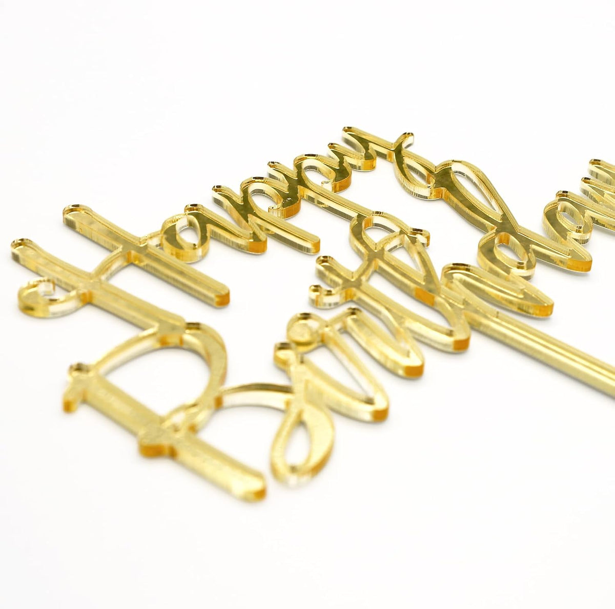 Happy Birthday Cake Topper, Mirrored Gold Acrylic Versatile Cake Topper for Birthday Party