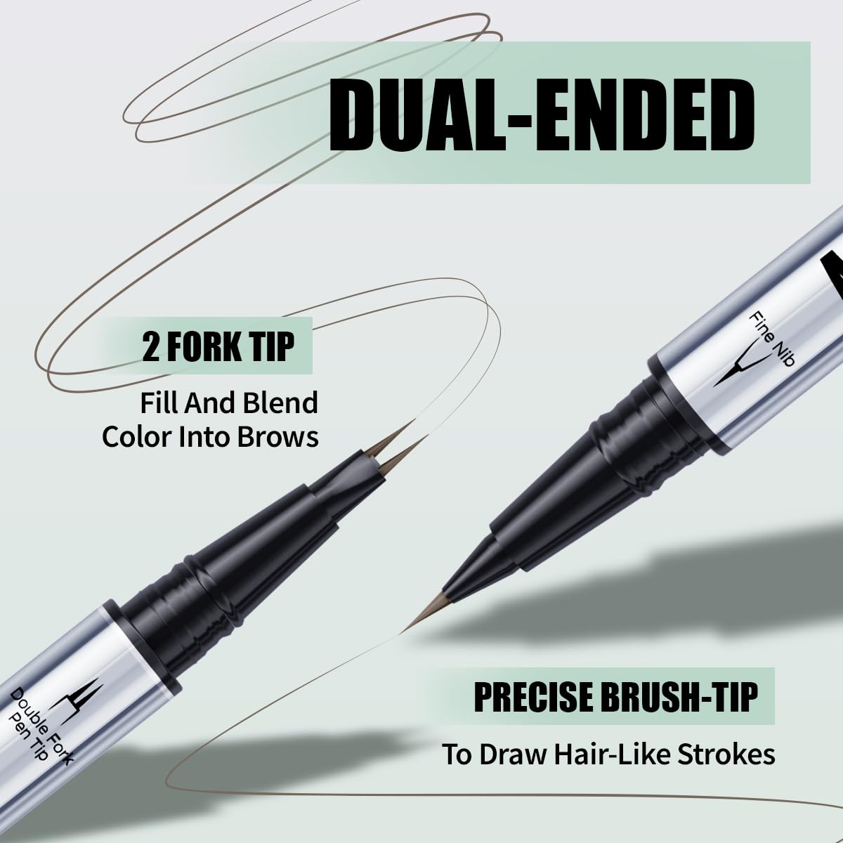 Eye Brow Pencils for Women Brown,2-in-1 Dual-Ended Eye Brow Pencil with 2-Fork-Tip and Precise