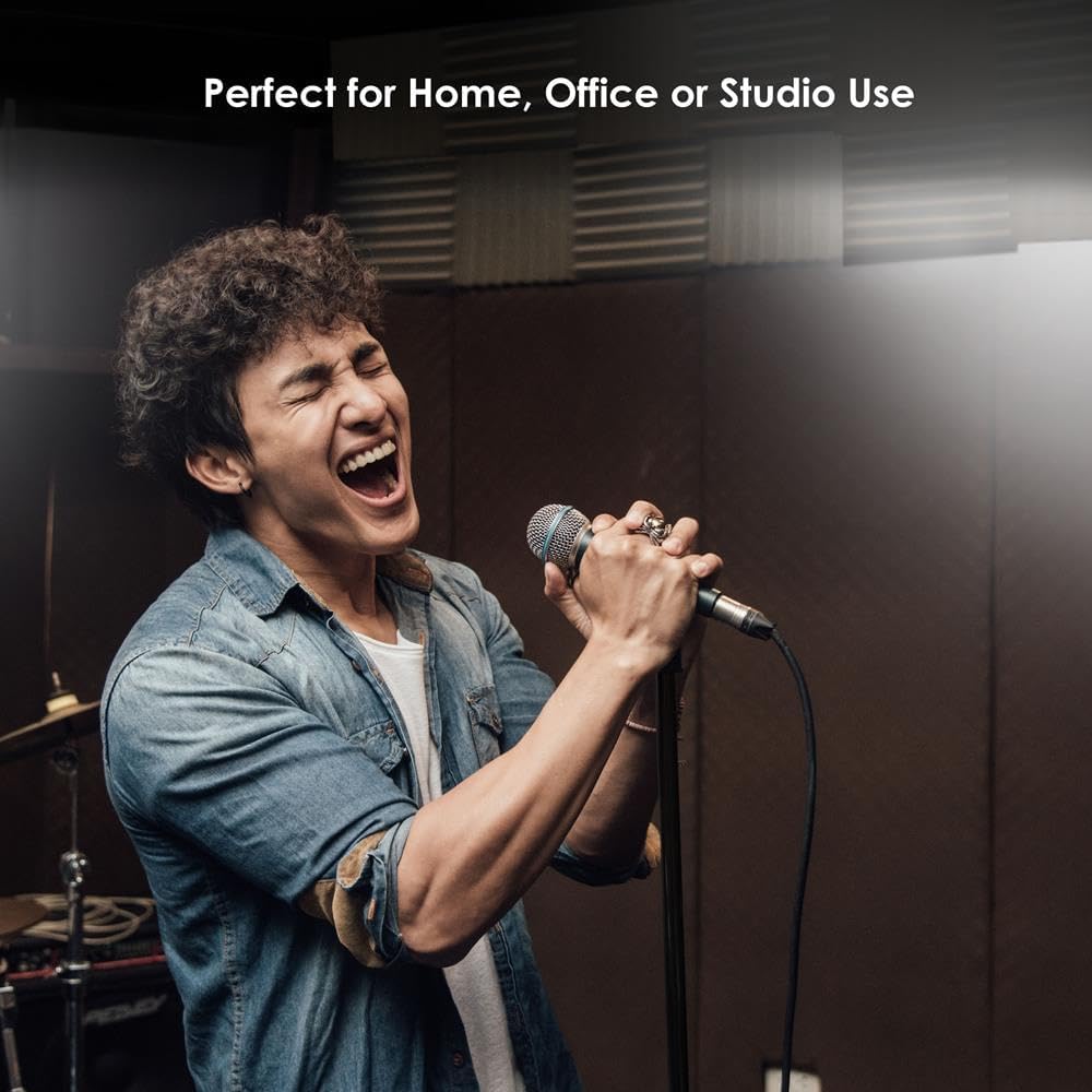 Pyle Adjustable Microphone Stand - Universal Mic Stand with Compact Heavy Base, Floor Standing