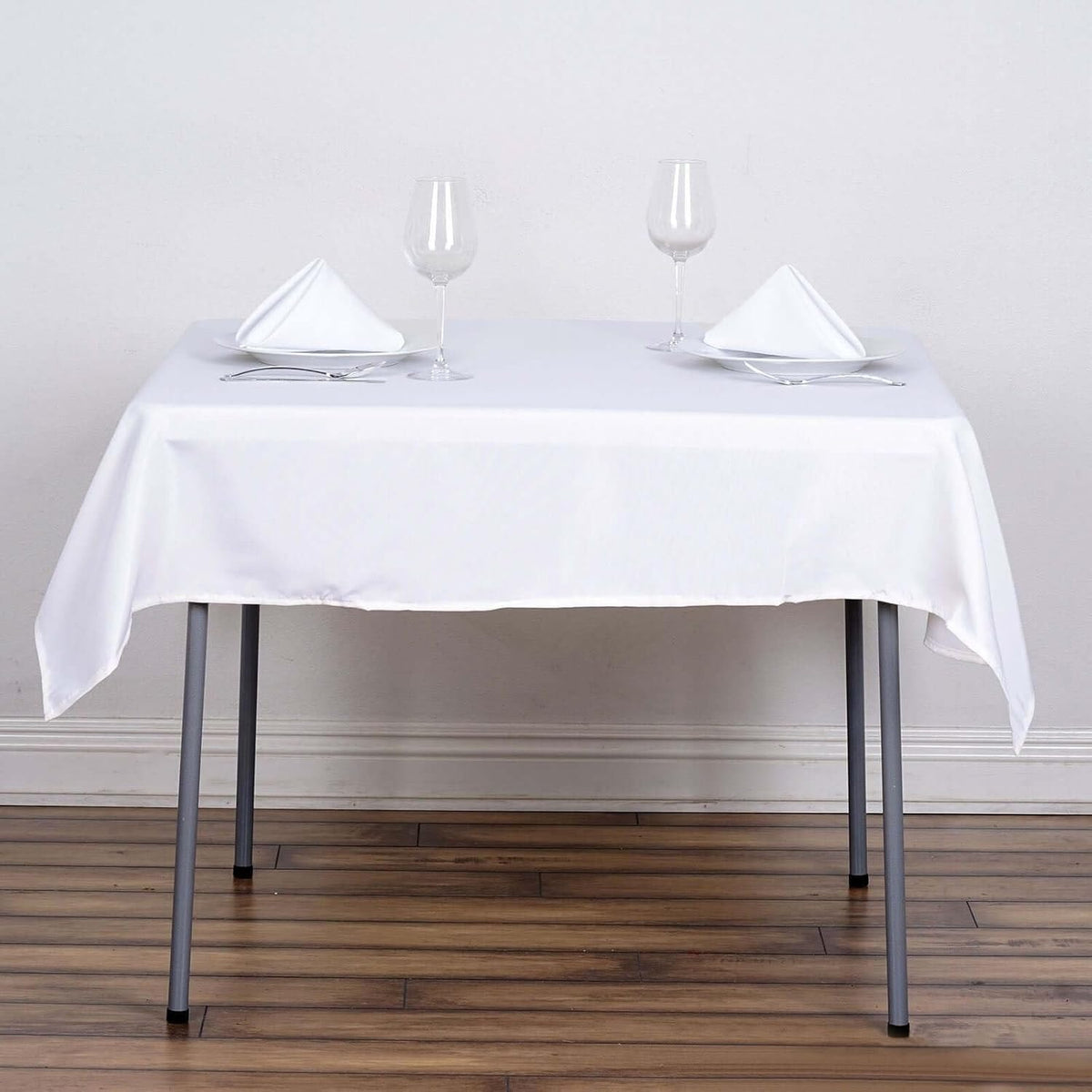 Efavormart 54x54 White Wholesale Linens Seamless Polyester Square Linen Tablecloth for Wedding