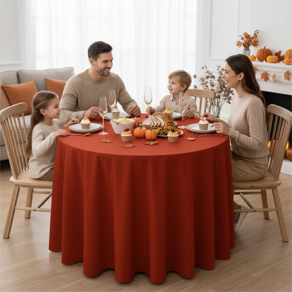 Fitable 8 Pack Round Tablecloths: Stain Resistant Wrinkle Free Fall Table Clothes, Washable