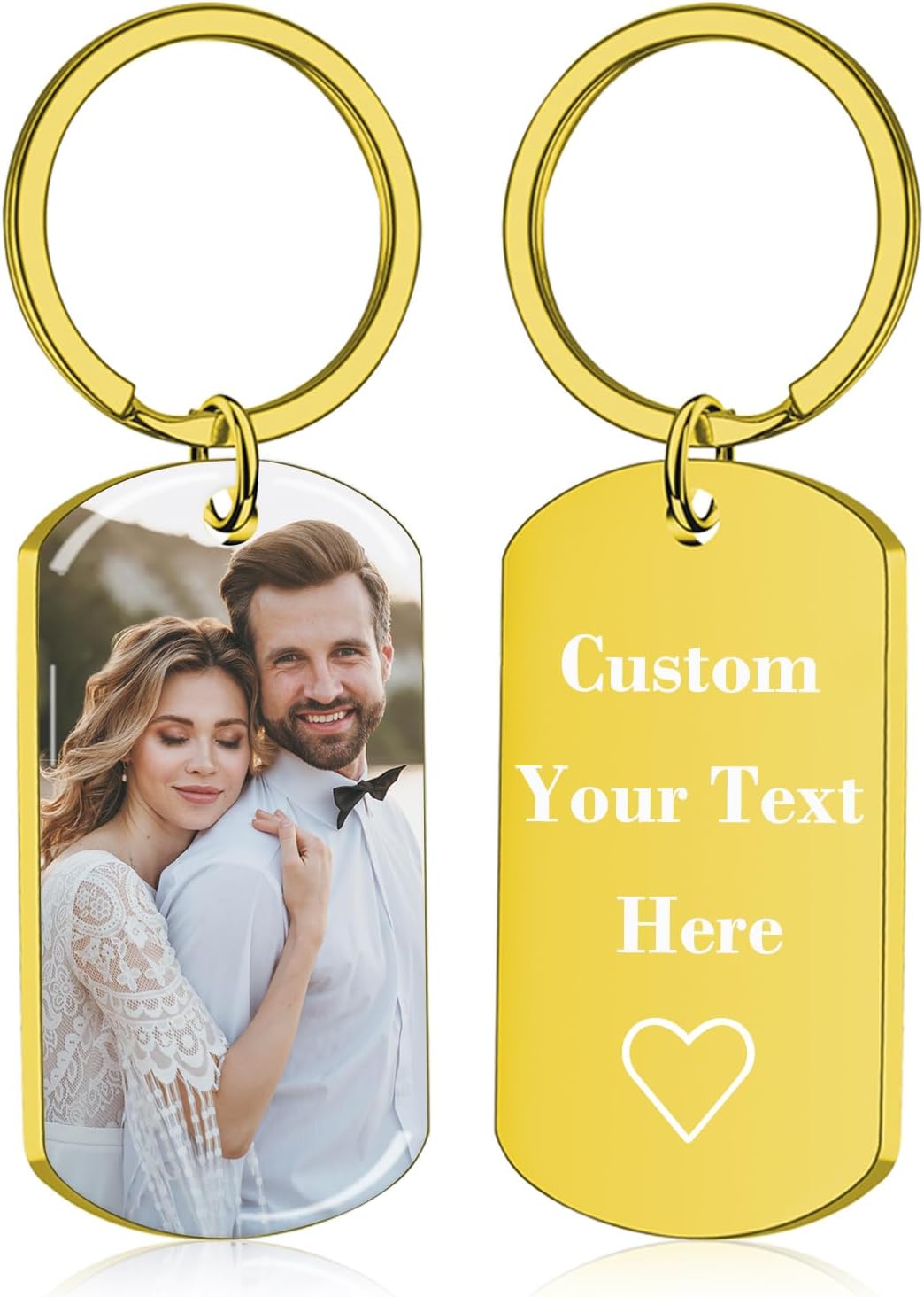 Custom Keychain with Picture - Personalized Photo LOGO Text Customized Key Chain for Boyfriend Dad