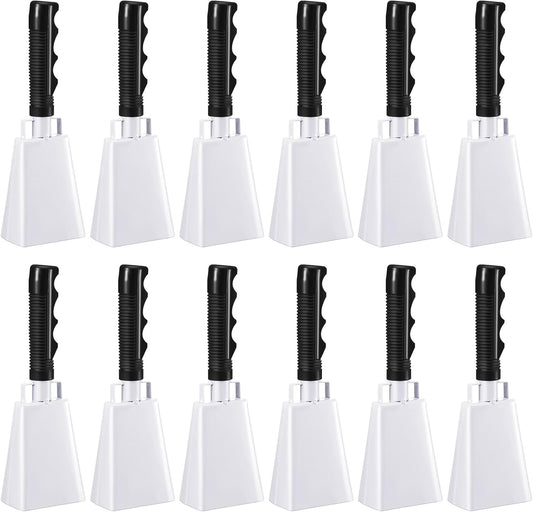 Pelopy 12 Pcs Large Cow Bell 9 '' Cowbell with Handle Cowbells for Sporting Events Hand Percussion