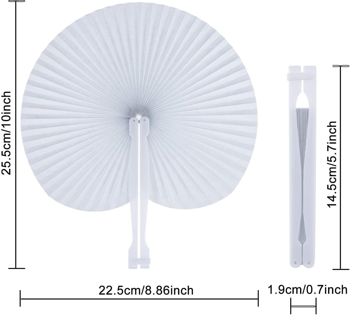Pangda 24 Pack Folding Fans Round Paper Fans Assortment with Plastic Handle for Wedding Favor Party