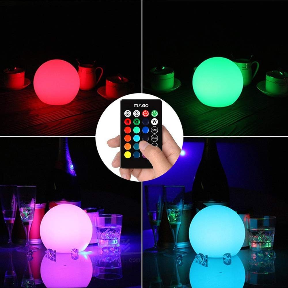 Mr.Go 6-inch RGB Color-Changing LED Globe Orb Light w/Remote, Mood Lamp Kids Night Light, 16