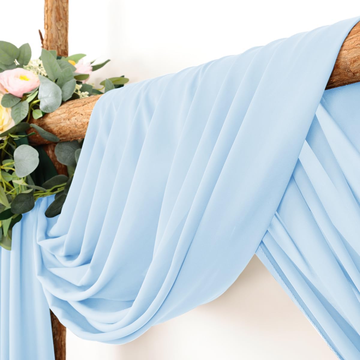 Wedding Arch Draping Fabric 2 Panels 30'' x 18FT Baby Blue Sheer Chiffon Arch Drapery for Photo