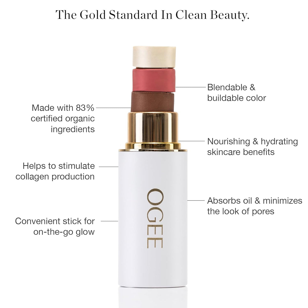 Ogee Sculpted Face Stick (OBSIDIAN - MATTE DEEP BRONZE) Certified Organic Bronzer Stick & Contour