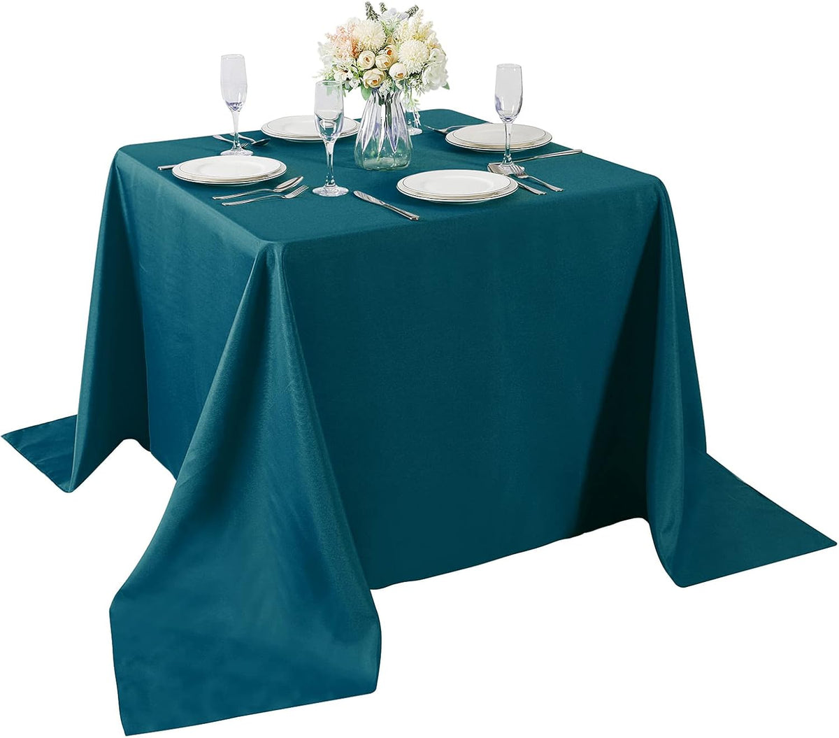 Cupuamon Square Tablecloth 90x90 inch Washable Polyester Fabric Table Cloth for Wedding Party