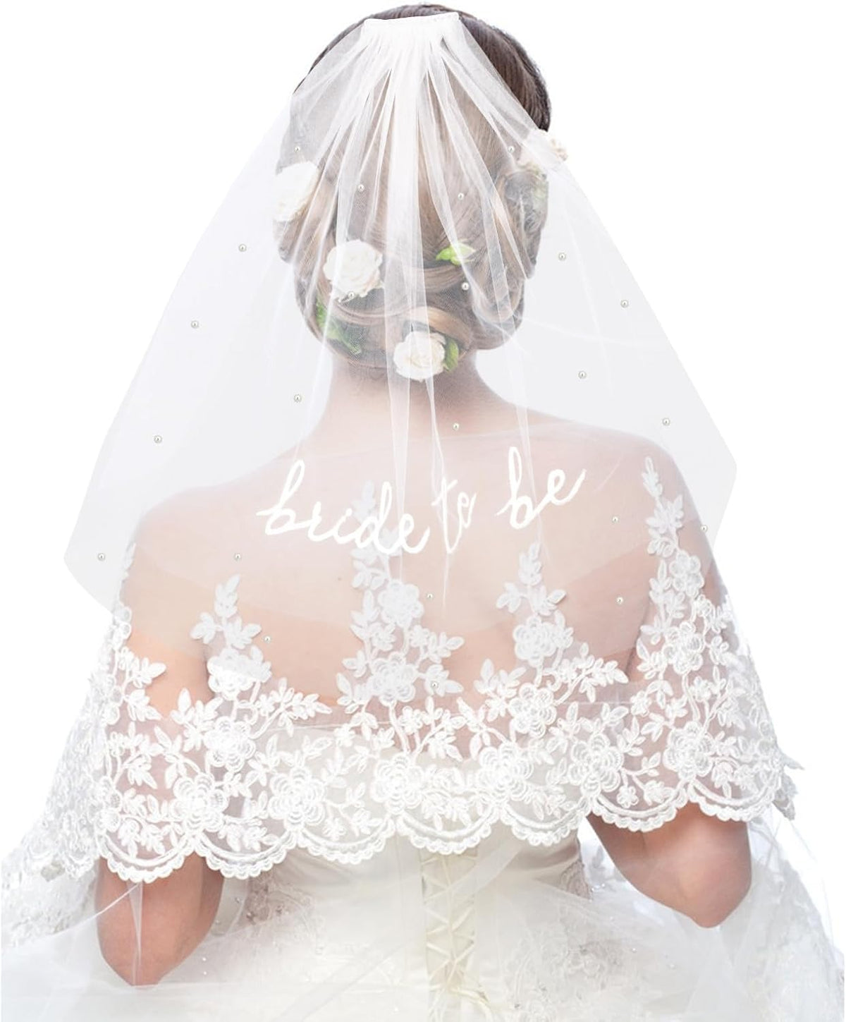 Bride To Be Embroidered Veil, Bride Veil for Bachelorette Party White Veils for Brides Accessories