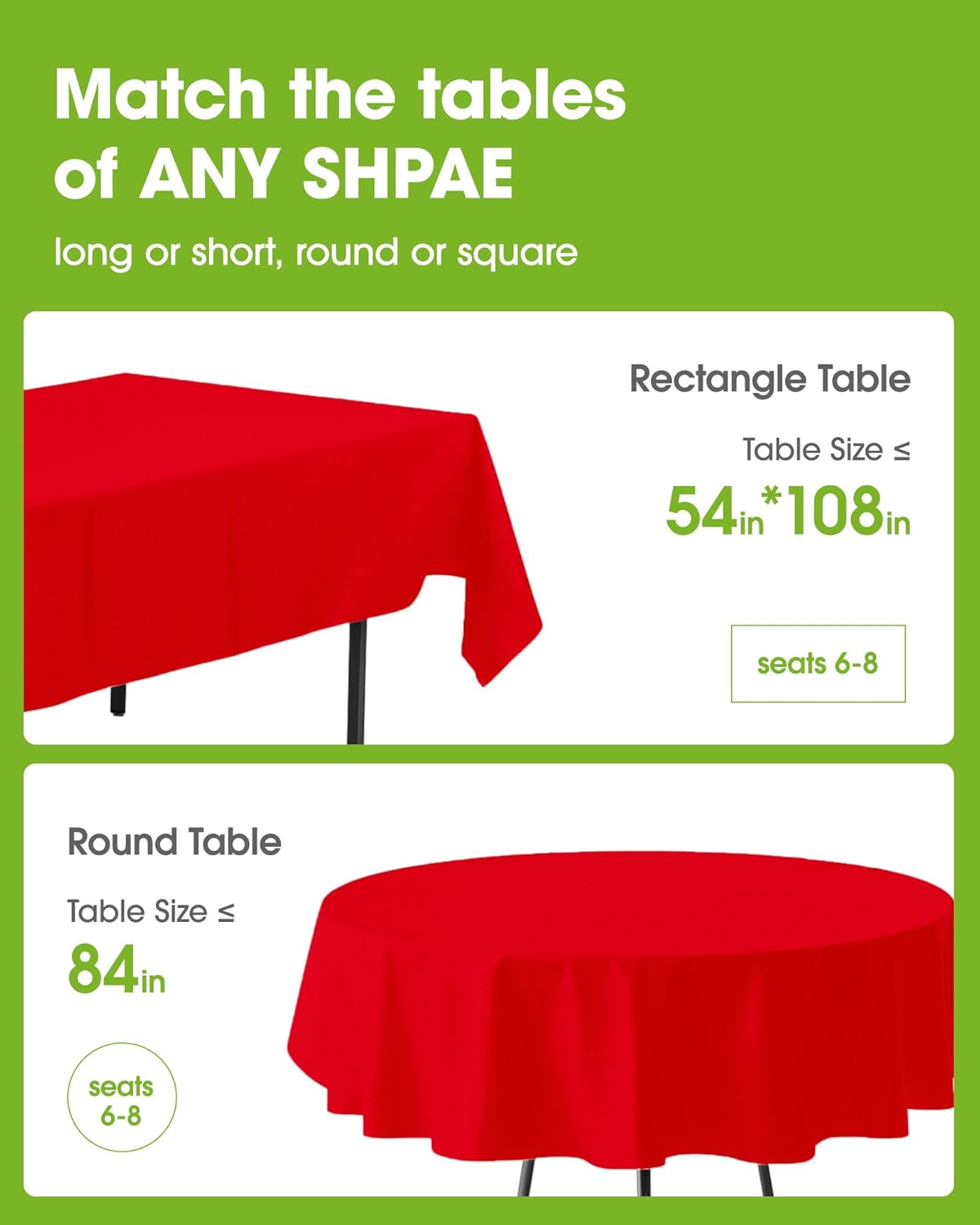 Pureegg Plastic Table Cloth Disposable 10 Pack, 54 x 108 Inch Table Cloths, Valentines Day